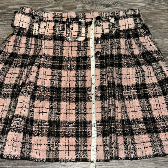 Pink & Plaid Wrap Mini Skirt with Belt - Size 5 Juniors - Picture 7 of 7